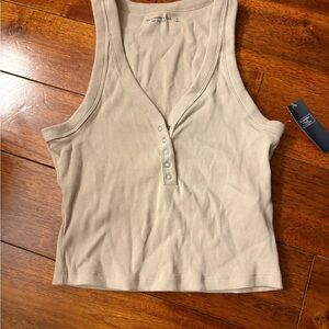 Abercrombie & Fitch Beige Buttoned Tank Top